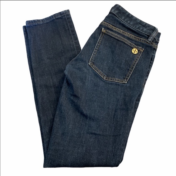 Tory Burch Super Skinny Jean Dark Wash Size 27 - Picture 2 of 5